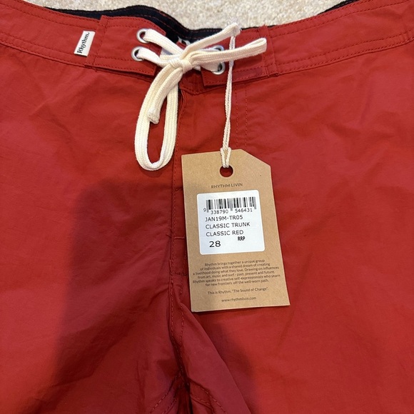 Rhythm Livin Classic Red Swim trunks 28 NWT - Picture 2 of 3